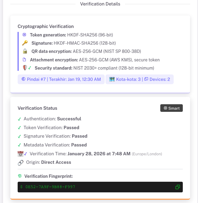 Status Verifiksi Normal (Smart Secure)